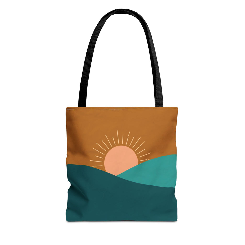 Boho Desert Tote Bag - Mustard & Teal Abstract Print