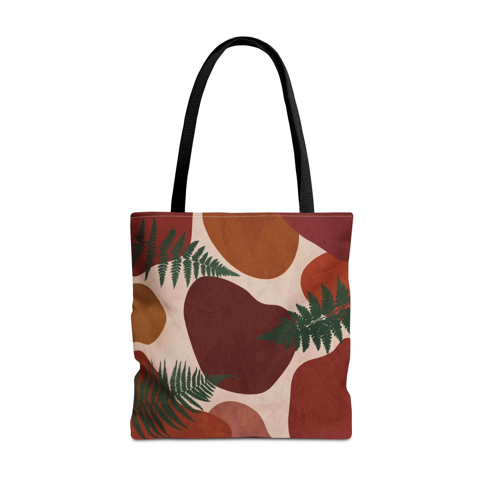 Geometric Fern Tote Bag | Burgundy Rust Mustard Burnt Orange