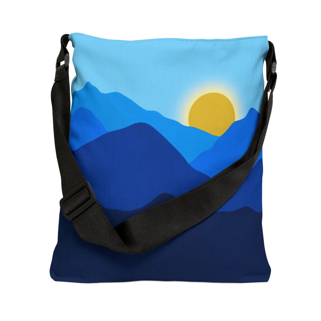 Mountain Cobalt Blue Sunrise Adjustable Tote Bag