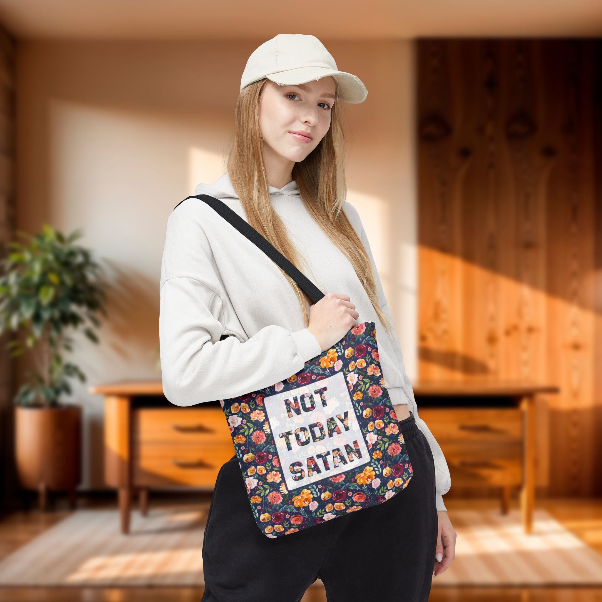 Not Today Satan Floral Tote Bag