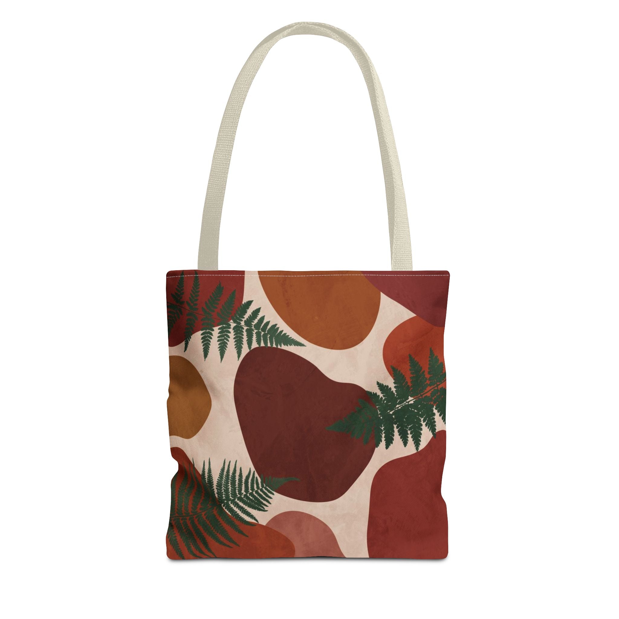 Geometric Fern Tote Bag | Burgundy Rust Mustard Burnt Orange