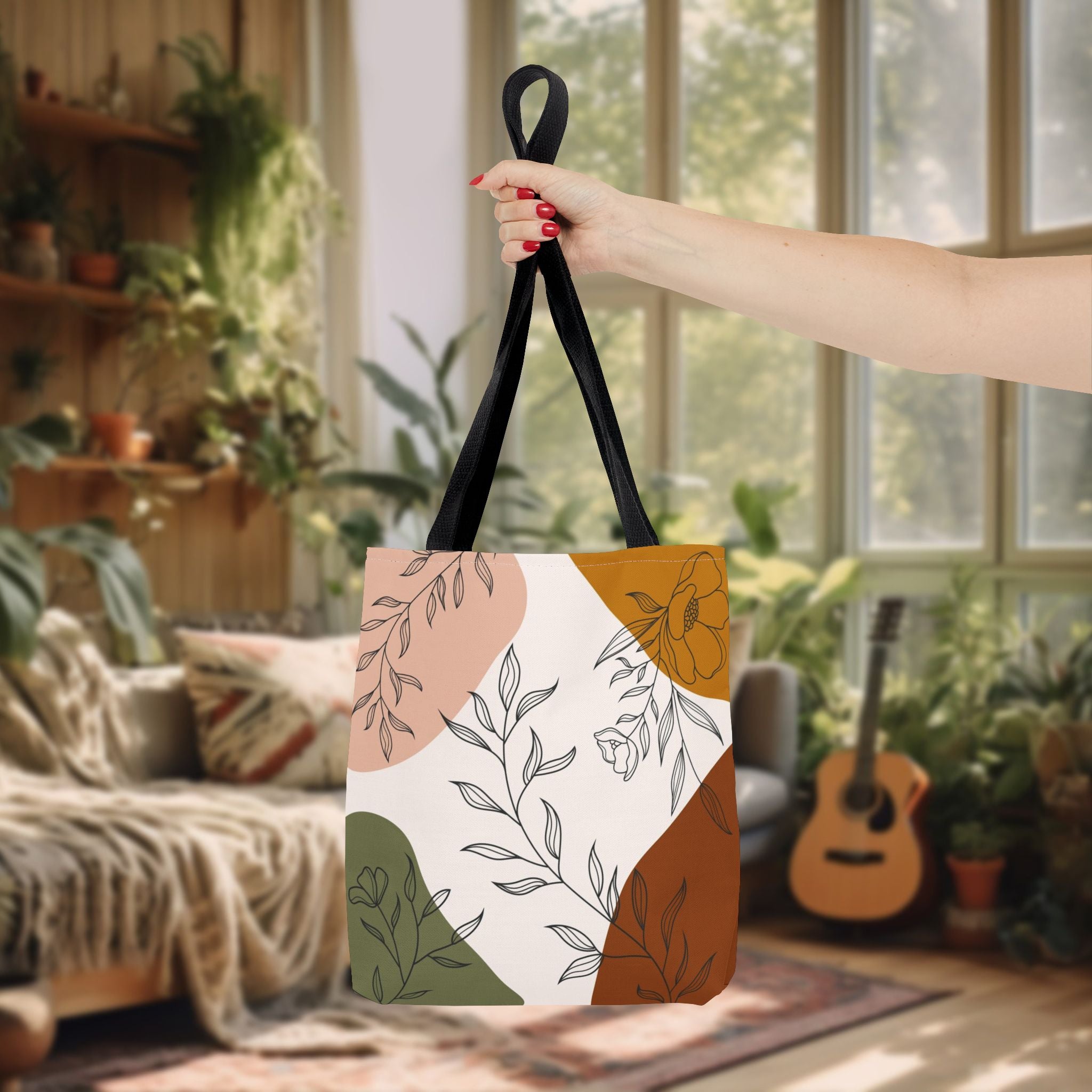 Abstract Floral Line Art Tote Bag | Minimal Botanical Illustration