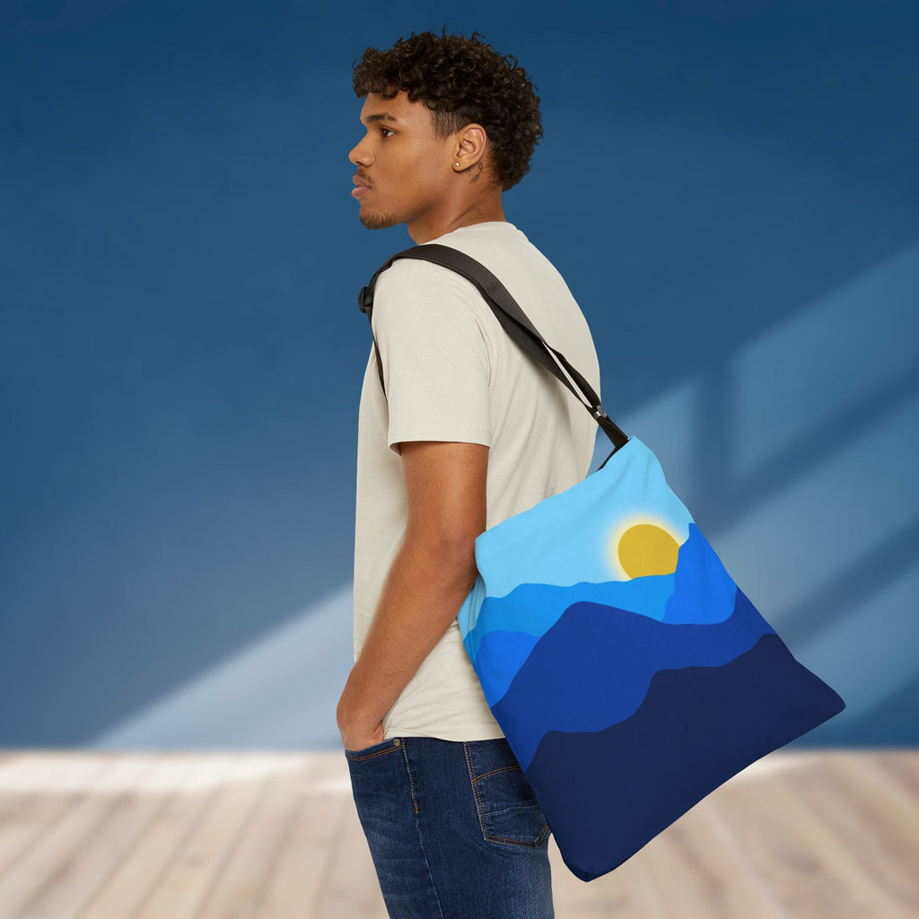 Mountain Cobalt Blue Sunrise Adjustable Tote Bag