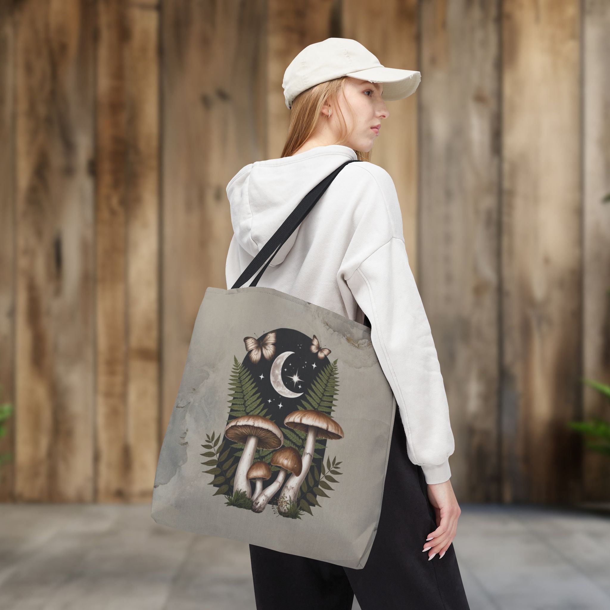 Mushroom Moon Cottagecore Tote Bag
