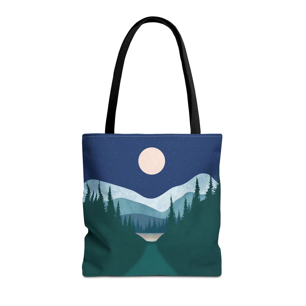 Alpine Moonlit Trail Tote Bag | Night Lake Scenic Tote