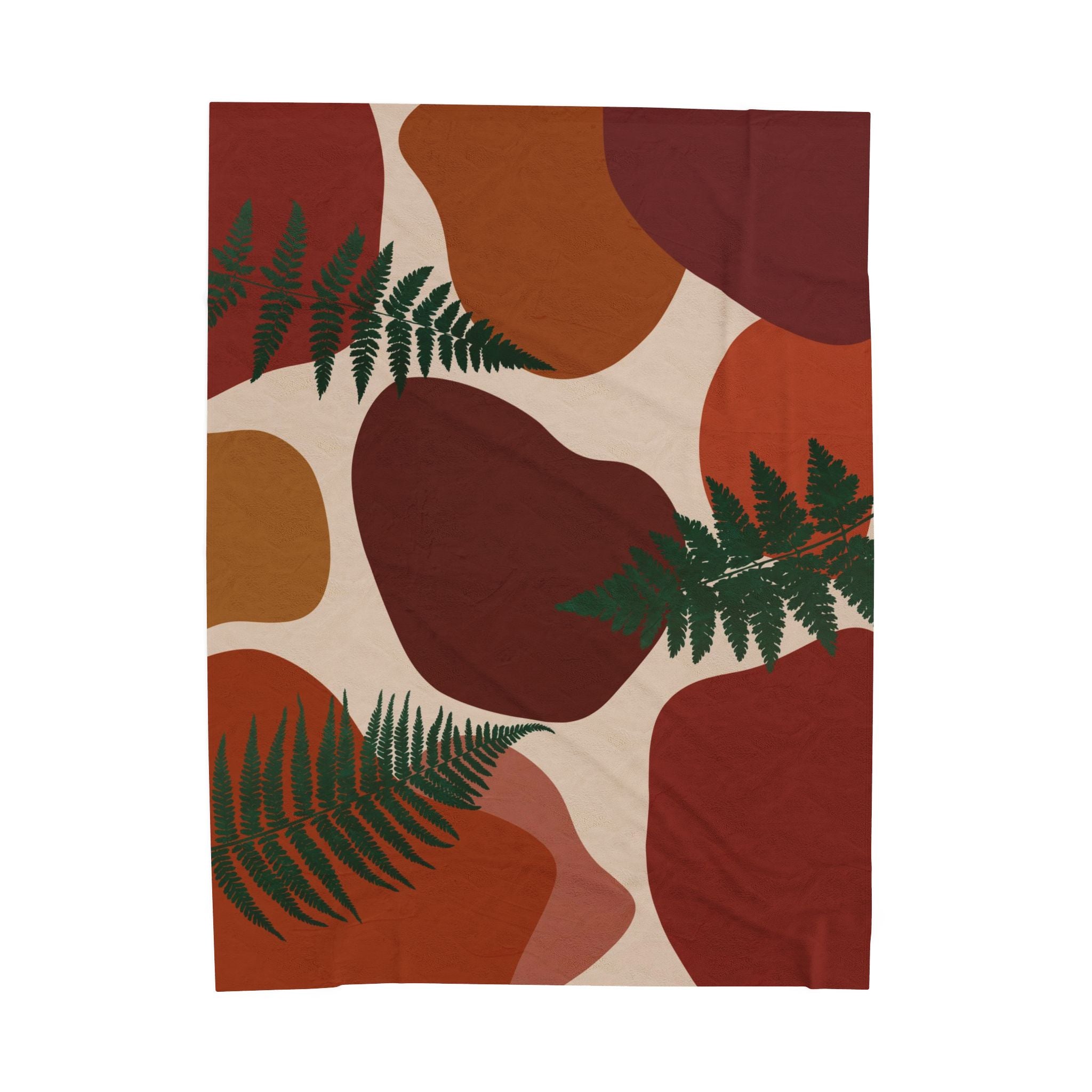 Blanket with abstract leaf pattern on a white background