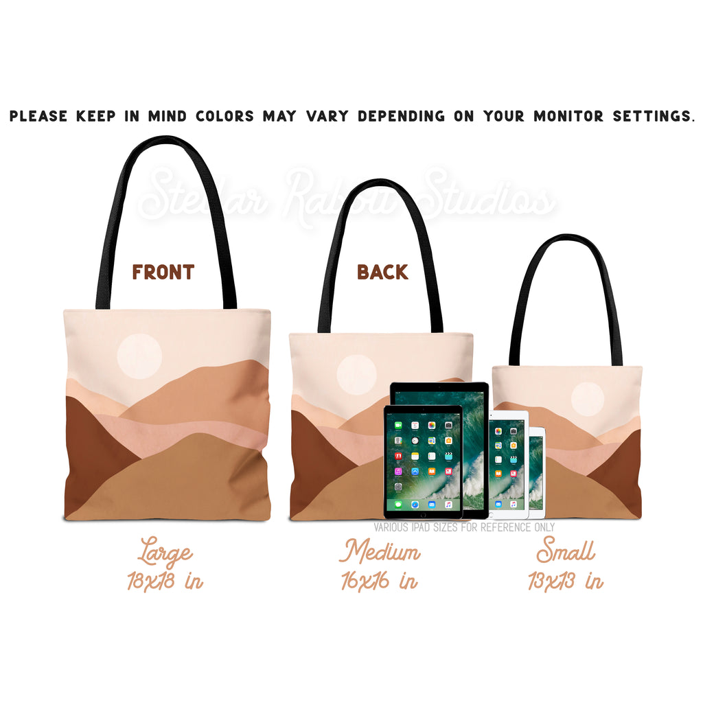 Mountain Desert Neutral Tote Bag | Scenic Mountain & Desert Print Tote