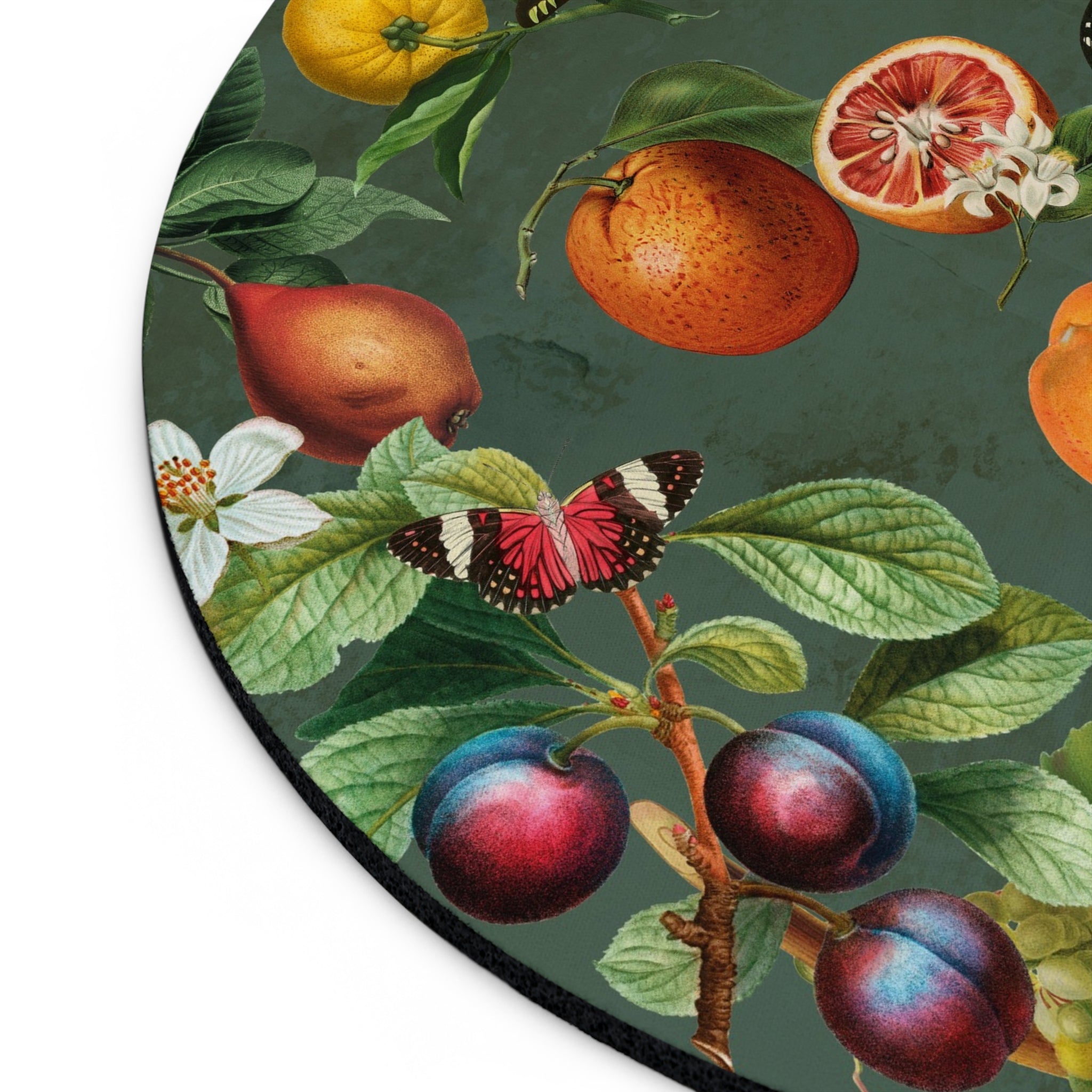 Cottagecore Fruits & Butterflies Mouse Pad (Round)