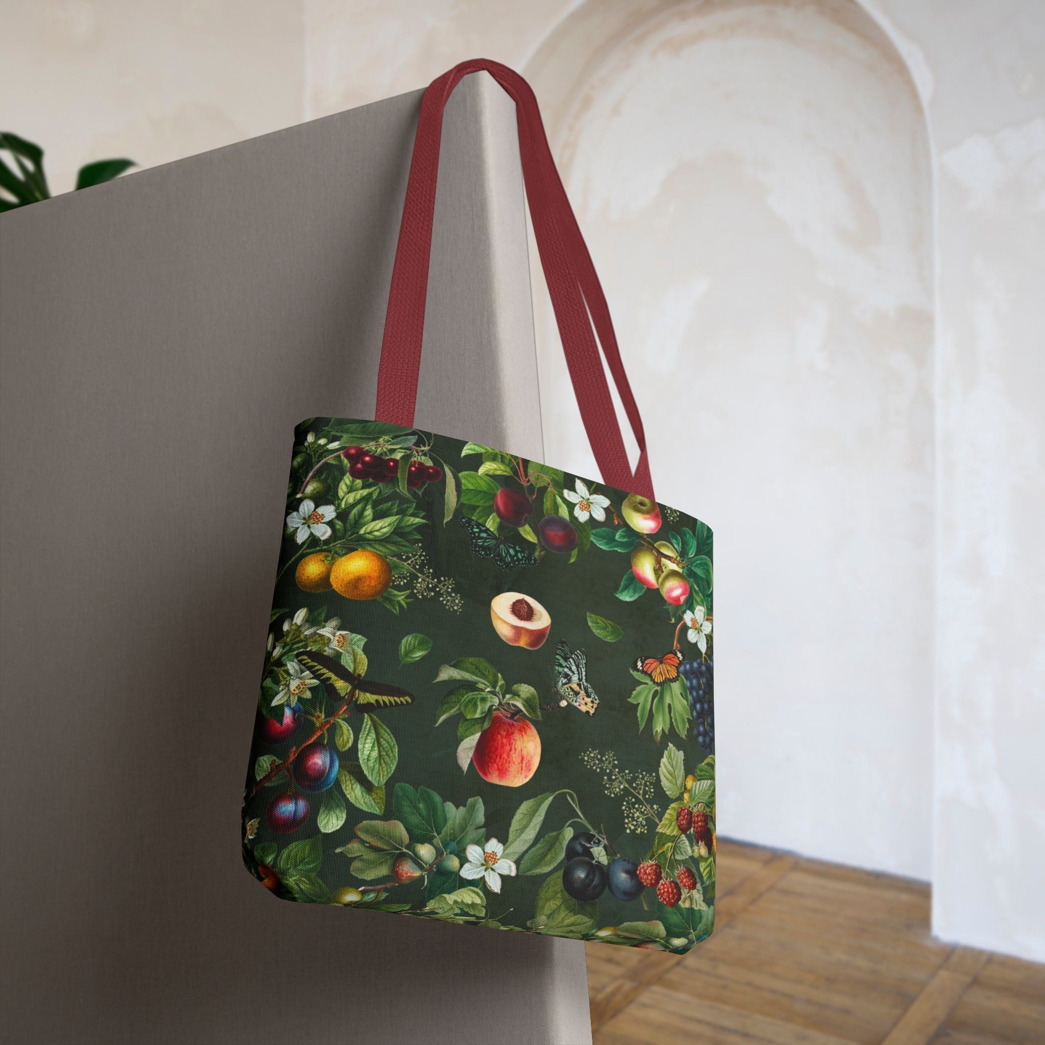 Cottagecore Fruit Garden Tote Bag — Vintage Floral & Orchard