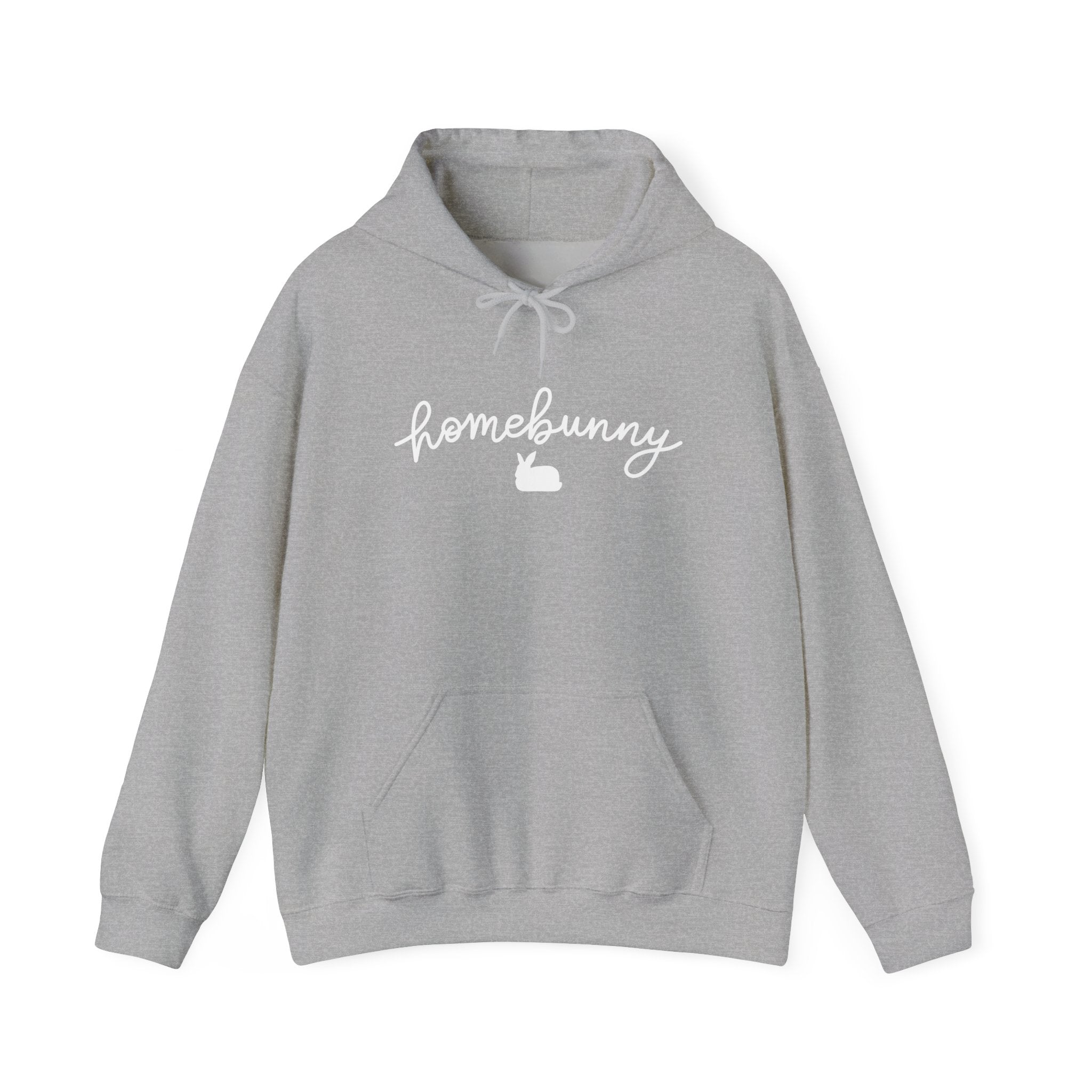 Sport Gray hoodie with 'homebunny' text on a white background