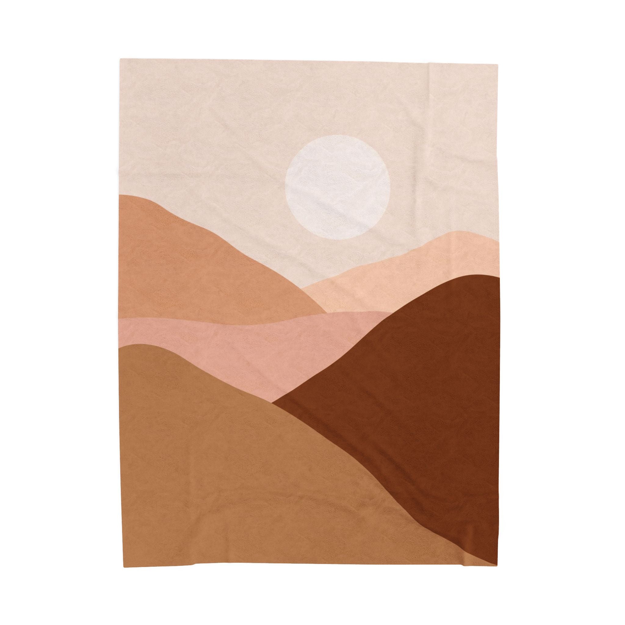 Abstract landscape with mountains and a sun on a beige background