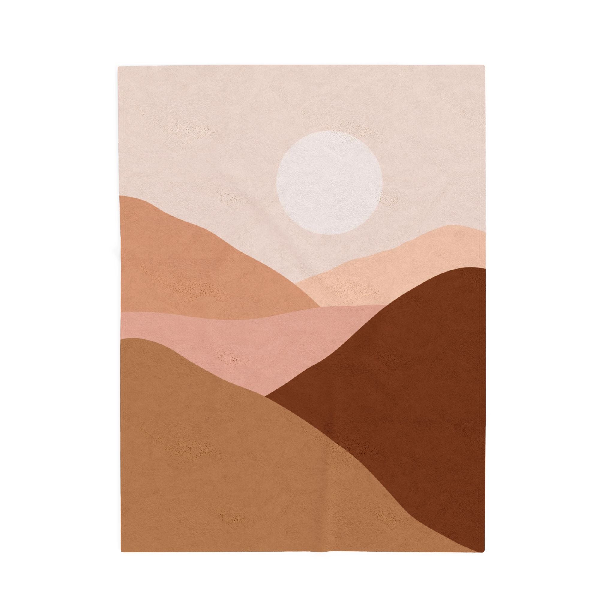 Abstract landscape with mountains and a sun on a beige background