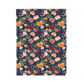 Floral patterned throw blanket with colorful flowers on a dark blue background. 60x80 inch