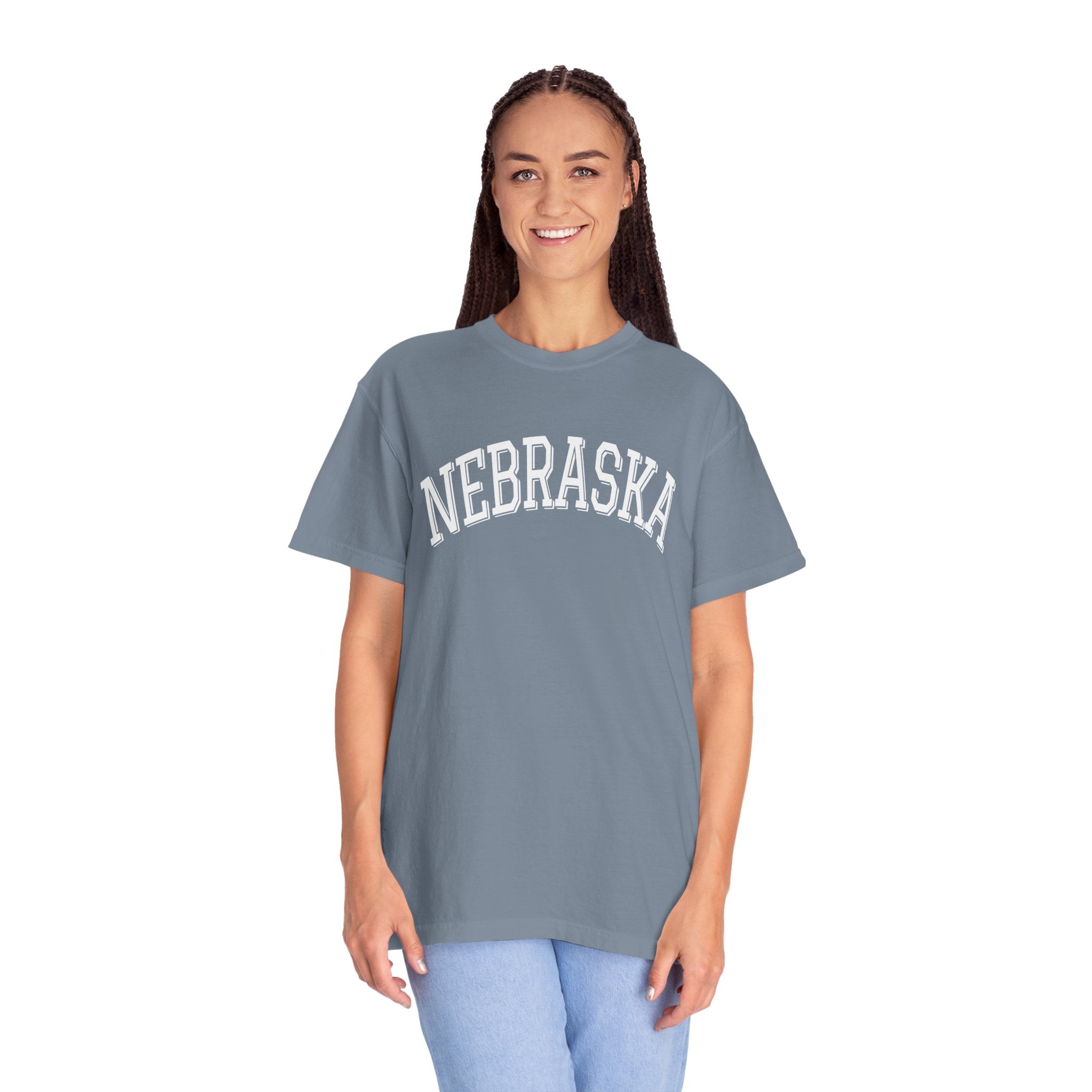 Comfort Colors Blue Jean Soft cotton Nebraska t-shirt relaxed fit