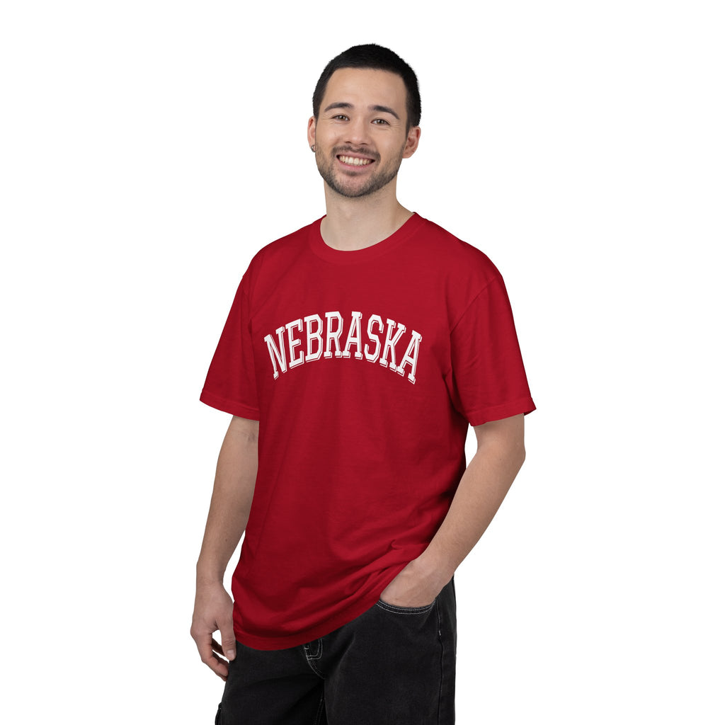 Man wearing a Soft cotton Nebraska t-shirt relaxed fit