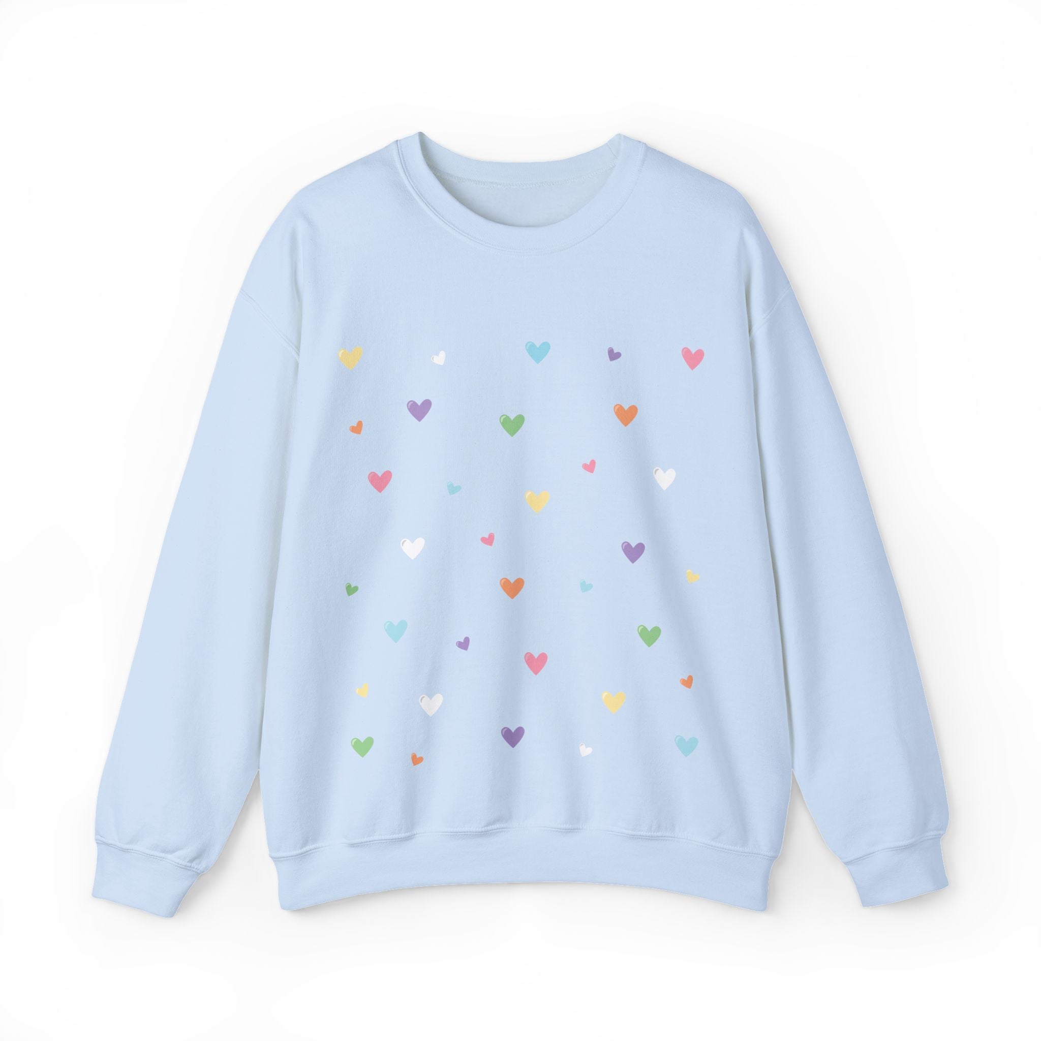 Light blue Casual pastel heart sweatshirt for everyday wear
