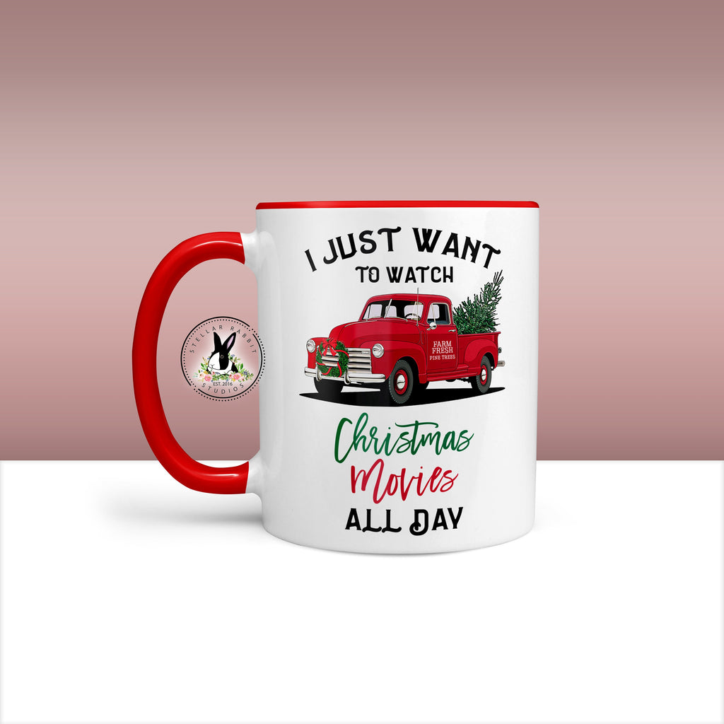 I Just Want To Drink PEPPERMINT & WATCH CHRISTMAS Movies All Day, I Just Want To drink, Coffee Mug, Flower Mug, Movie Mug, Chistmas Movies