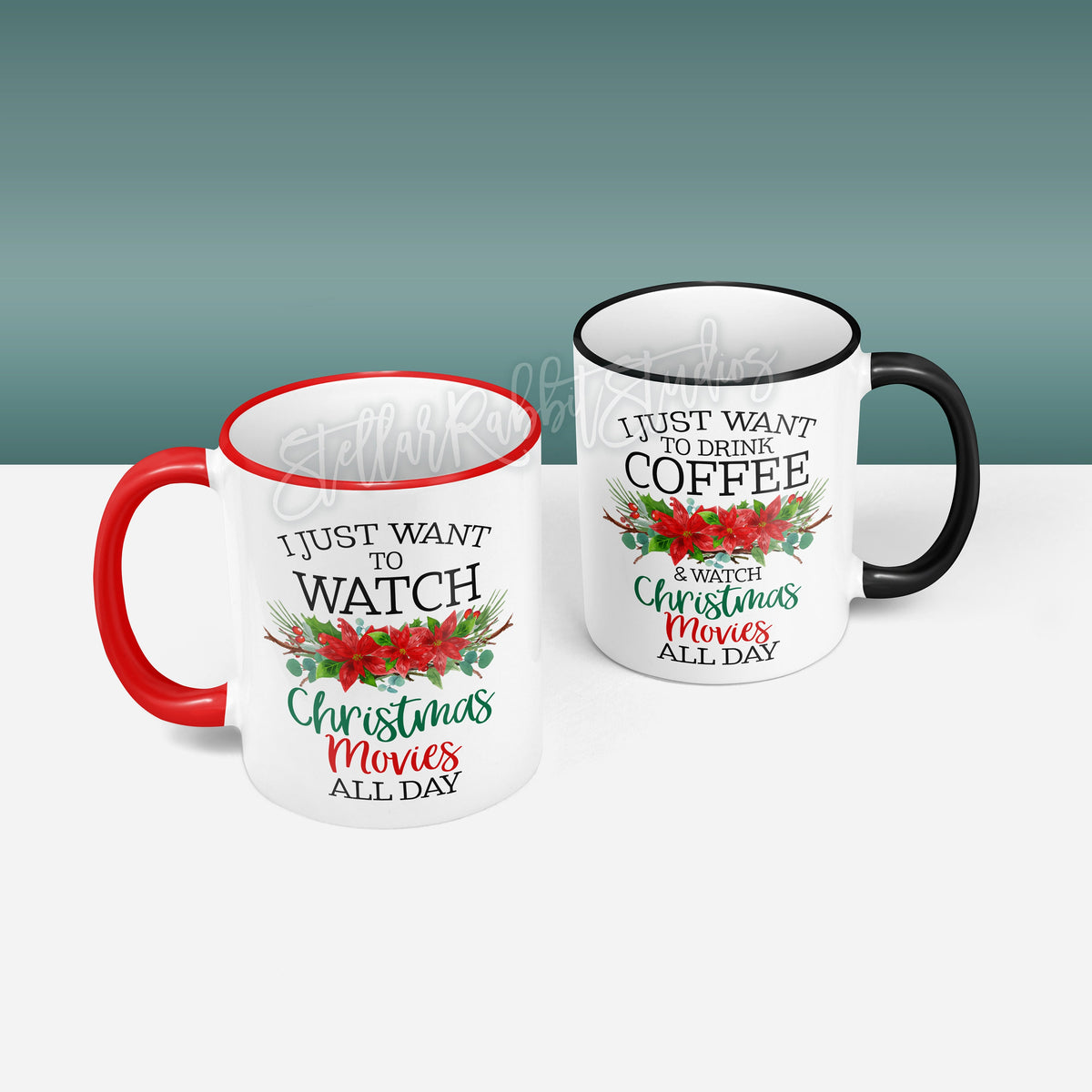I Just Want To DRINK EGGNOG, Watch Christmas MOVIES All Day Mug, I Just Want To Watch, Coffee Mug, Flower Mug, Movie Mug, Chistmas Movies