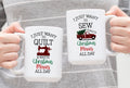 Quilter Mug, Sewing Mug, I Just Want To Watch CHRISTMAS MOVIES All Day, Buffalo Plaid, Christmas Tree Truck Mug, Christmas Mug, Quilt Mug