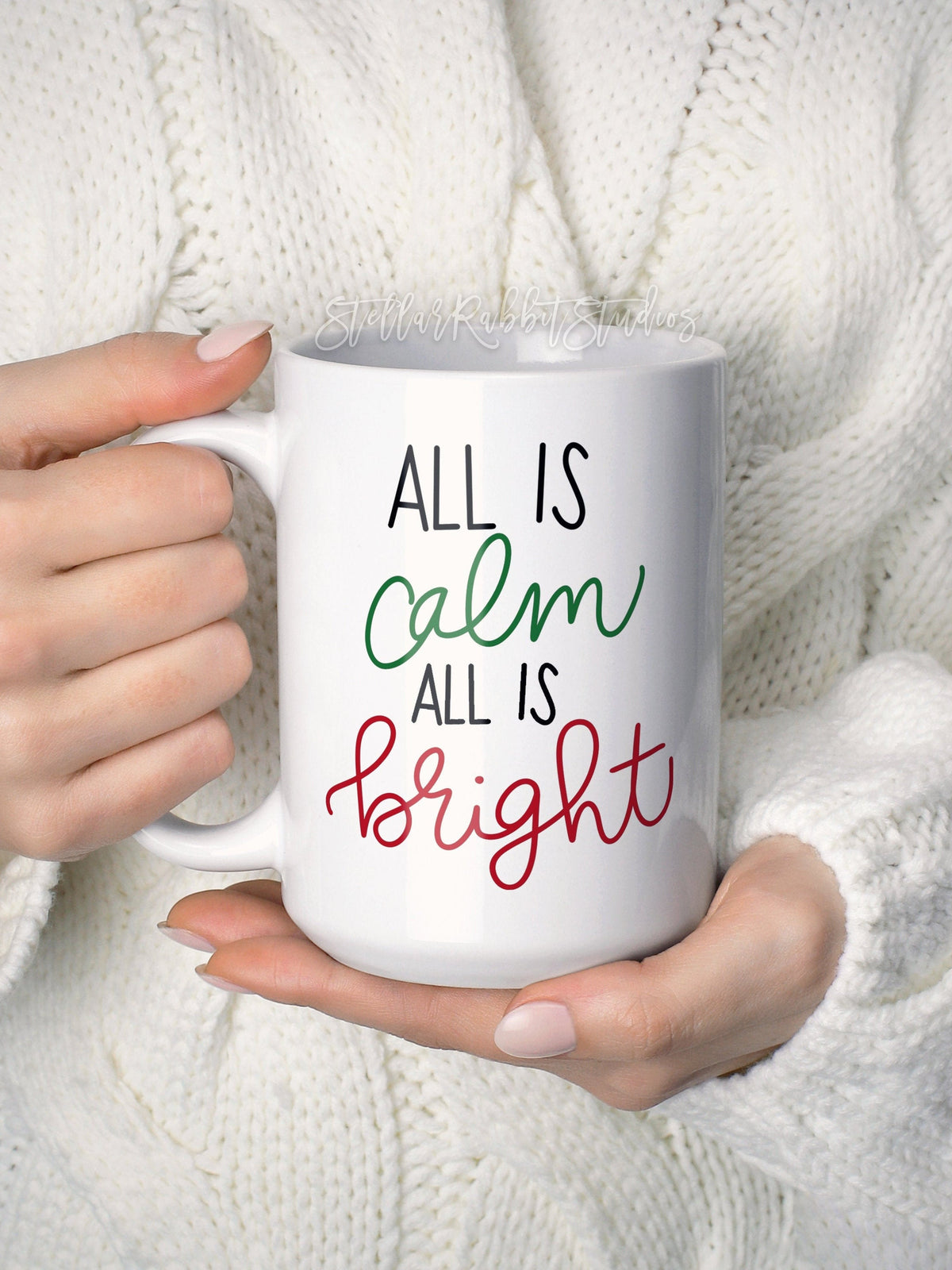 ALL is CALM All Is BRIGHT Mug, Christmas Mug, Personalized Mug, Ceramic Coffee Mug, Christmas Gifts, Custom Mug, Personalized Gift