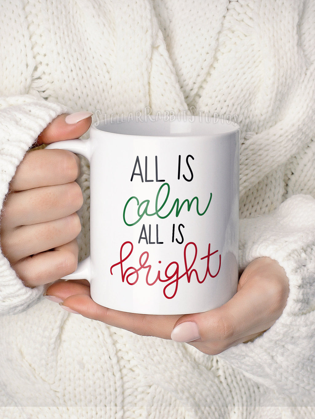 ALL is CALM All Is BRIGHT Mug, Christmas Mug, Personalized Mug, Ceramic Coffee Mug, Christmas Gifts, Custom Mug, Personalized Gift
