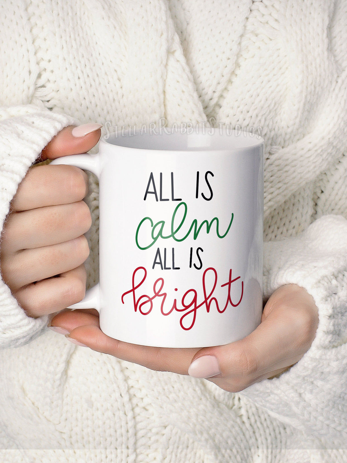 ALL is CALM All Is BRIGHT Mug, Christmas Mug, Personalized Mug, Ceramic Coffee Mug, Christmas Gifts, Custom Mug, Personalized Gift