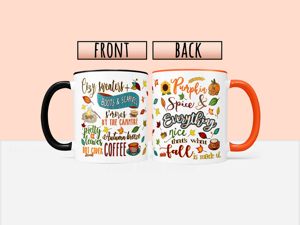 PUMPKIN SPICE Mug, Pumpkin Spice and Everything Nice, Orange Handle Mug, 15 oz Coffee Mug