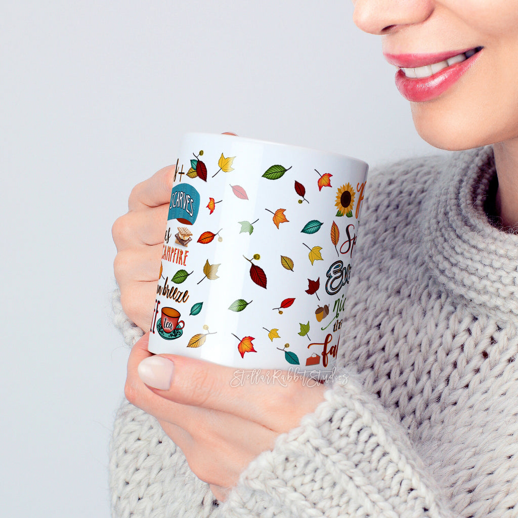 PUMPKIN SPICE Mug, Pumpkin Spice and Everything Nice, Orange Handle Mug, 15 oz Coffee Mug