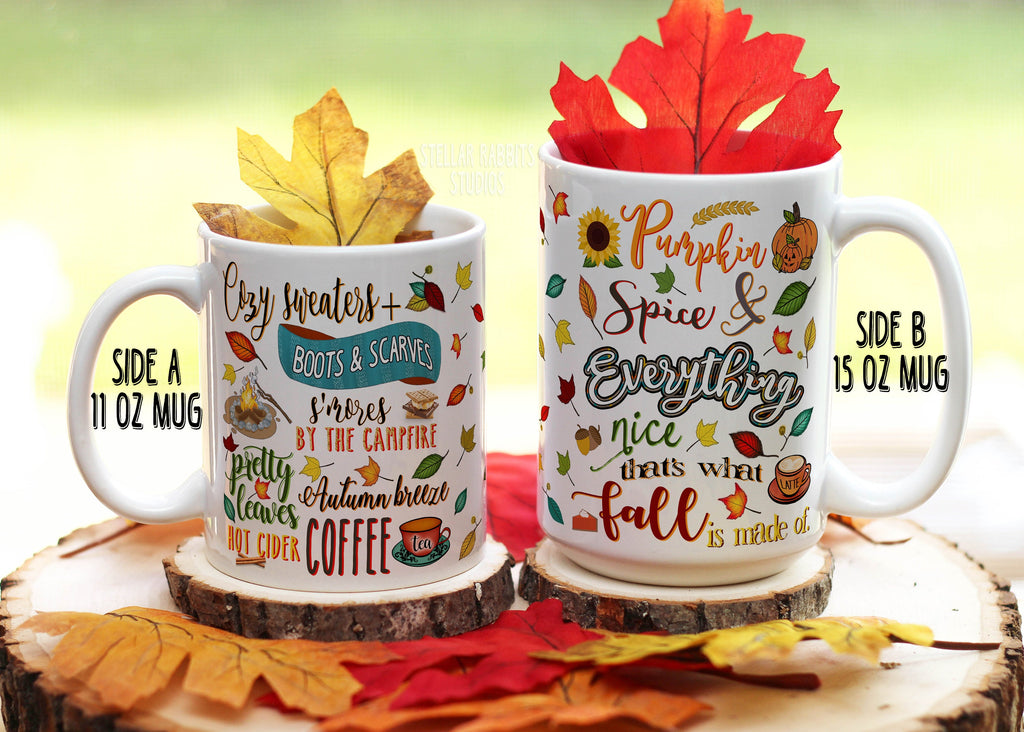 PUMPKIN SPICE Mug, Pumpkin Spice and Everything Nice, Orange Handle Mug, 15 oz Coffee Mug