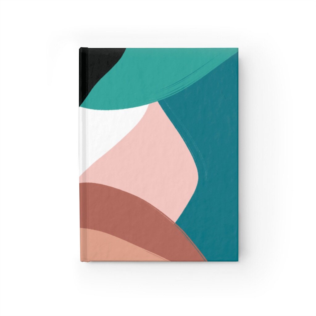 MODERN BOHO Abstract JOURNAL, Teal Journal Notebook, Geometric Journal, Notebook, Custom Notebook, Personalized Notebook, Boho Notebook,
