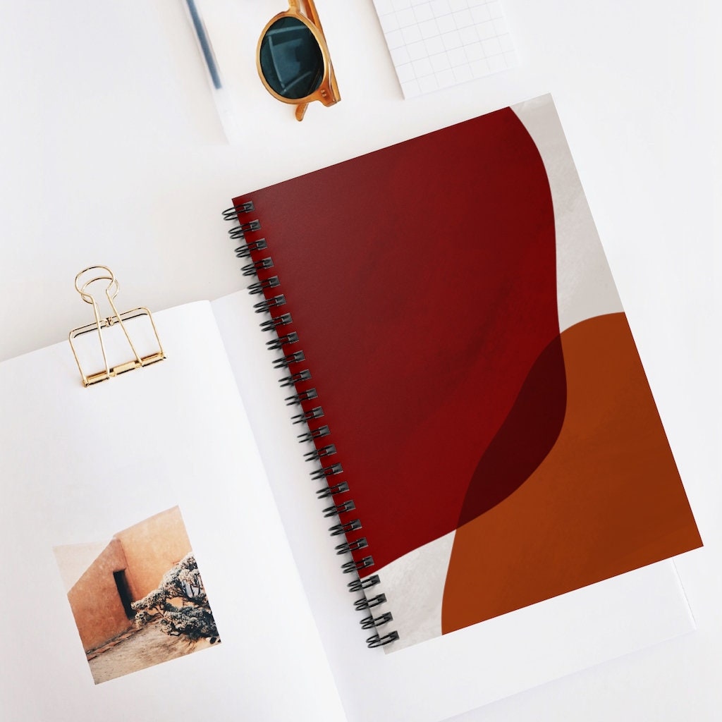 Geometric ABSTRACT Warm SPIRAL Notebook, Spiral Notebook, Geometric Print, Notebook, Custom Notebook, Boho Notebook, Bohemian, Minimalist
