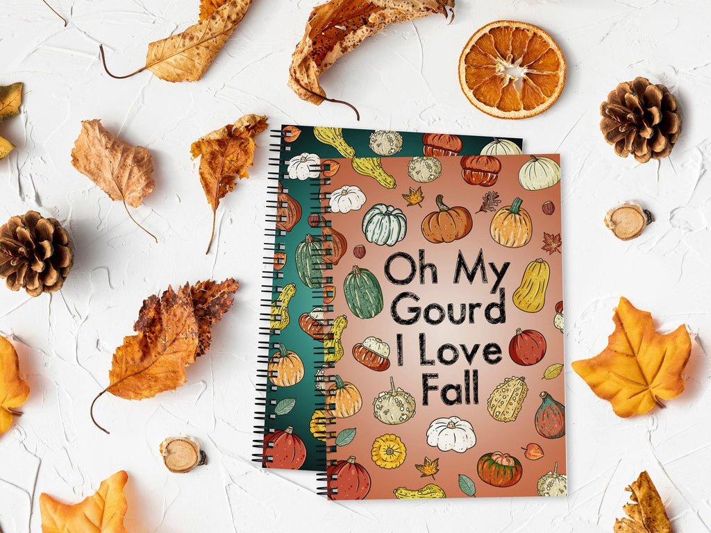 PUMPKIN NOTEBOOK, Fall Spiral Notebook, Oh My Gourd I Love Fall Notebook, Fall Notebook, Pumpkin Spice, Autumn Notebook, Pumpkins, Gourds