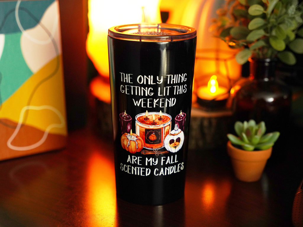 FALL TUMBLER, Only Thing Getting Lit Is My Fall Candles, Pumpkin Spice Mug, 20 oz Tumbler, Stainless Steel Cup, Basic Fall Mug, Halloween