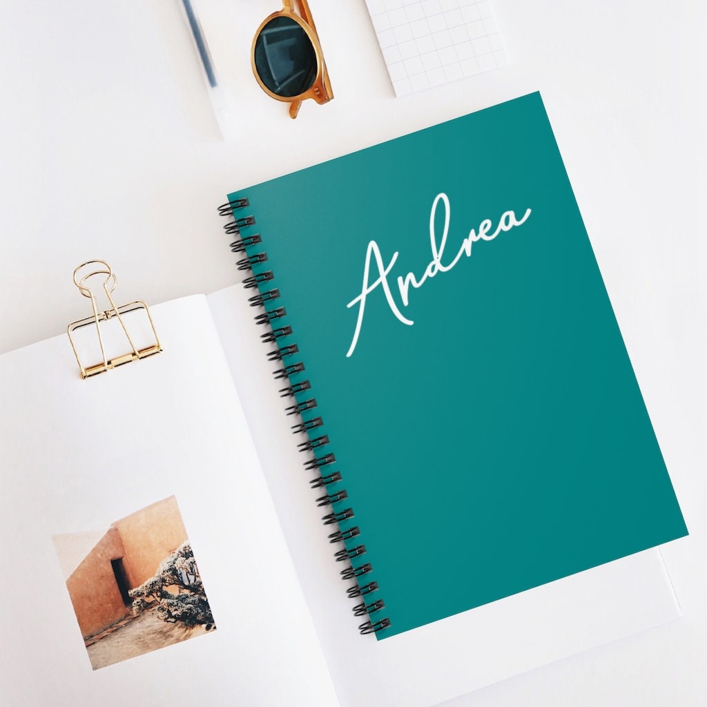 MODERN BOHO Abstract JOURNAL, Teal Journal Notebook, Geometric Journal, Notebook, Custom Notebook, Personalized Notebook, Boho Notebook,