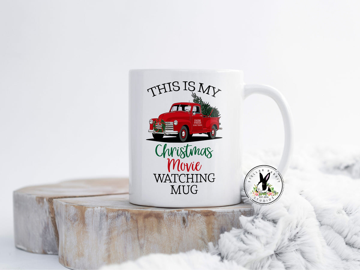Christmas Travel Mug, Farm Fresh Christmas Trees, Christmas Mug, 10 oz Tumbler, Stainless Steel Cup, Red Truck Mug, Christmas Truck, Tree