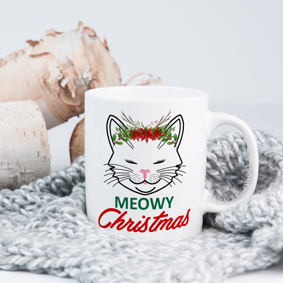 MEOWY CHRISTMAS MUG, Cat Christmas Mug, Meowy Christmas, Christmas Movie Watching Mug, Crazy Cat Lady, Cat Lady Gift, Christmas Coffee Mug
