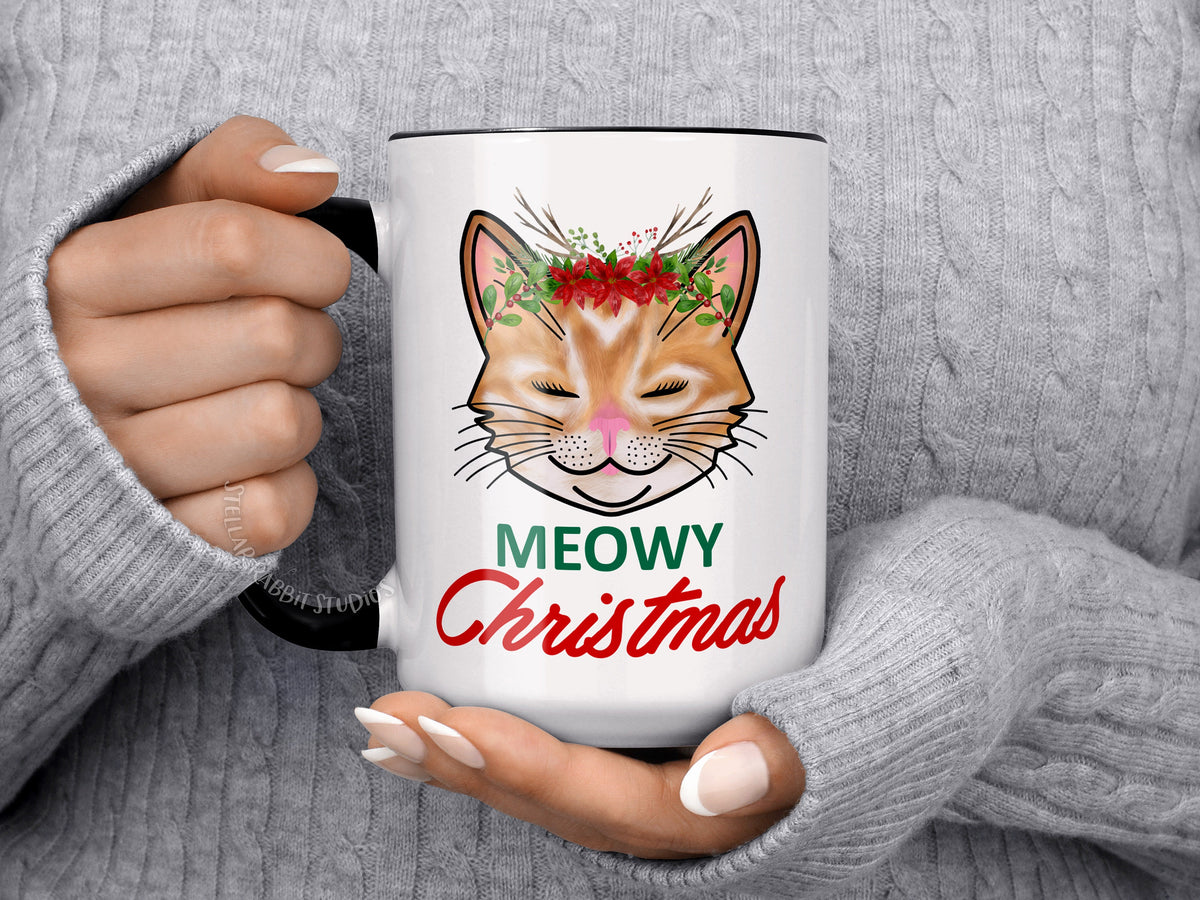 MEOWY CHRISTMAS MUG, Cat Christmas Mug, Meowy Christmas, Christmas Movie Watching Mug, Crazy Cat Lady, Cat Lady Gift, Christmas Coffee Mug