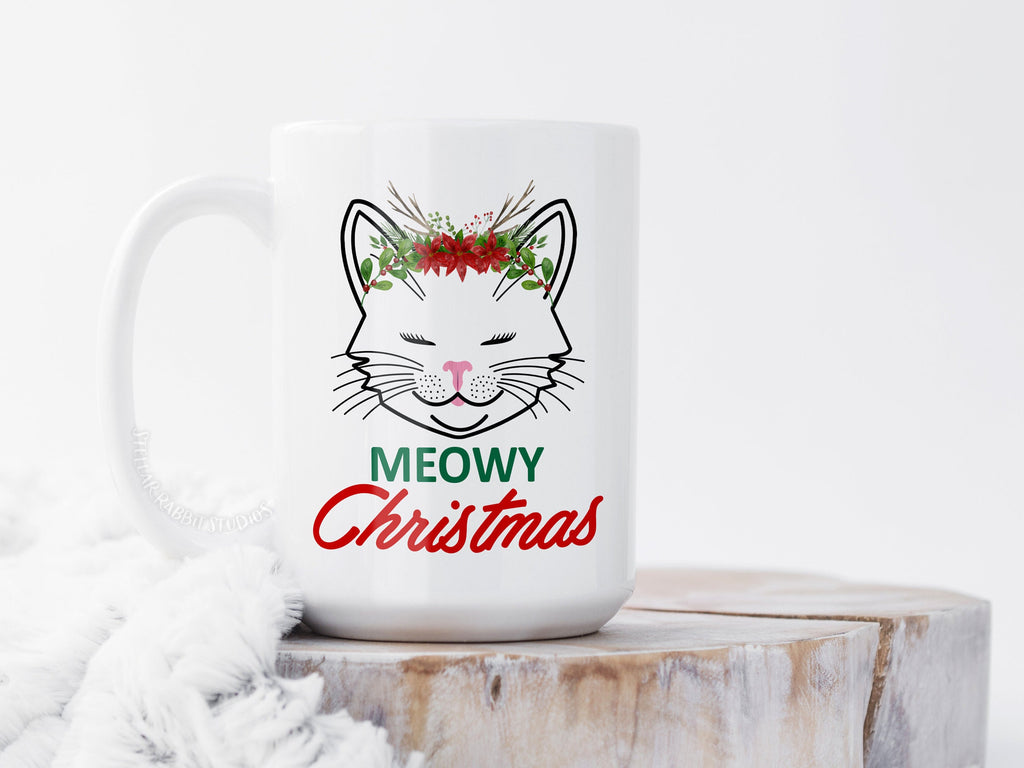 MEOWY CHRISTMAS MUG, Cat Christmas Mug, Meowy Christmas, Christmas Movie Watching Mug, Crazy Cat Lady, Cat Lady Gift, Christmas Coffee Mug