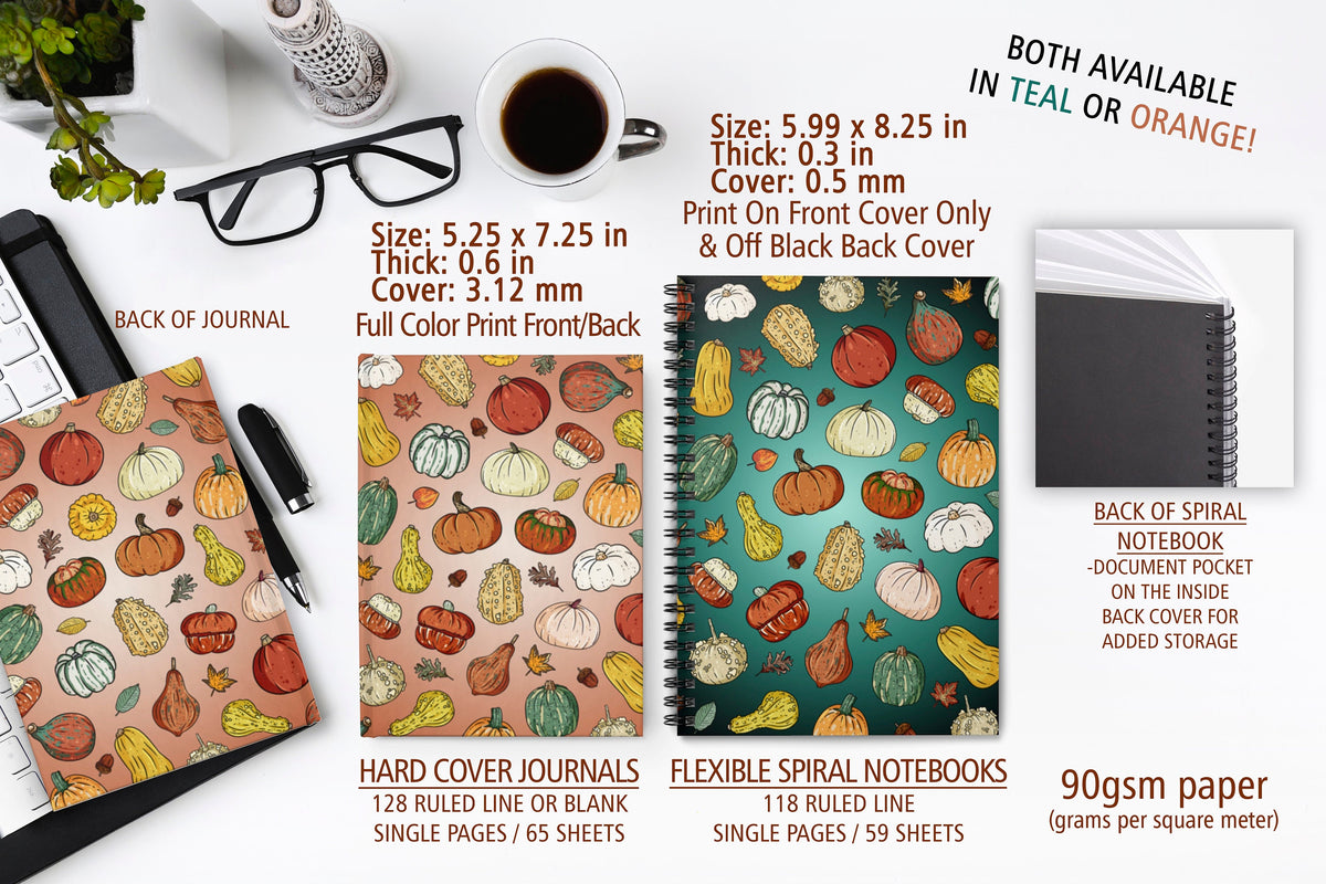 PUMPKIN NOTEBOOK, Fall Spiral Notebook, Cute Notebook, Orange Notebook, Pumpkin Spice, Autumn Notebook, Pumpkins, Gourds, Pumpkin Spice