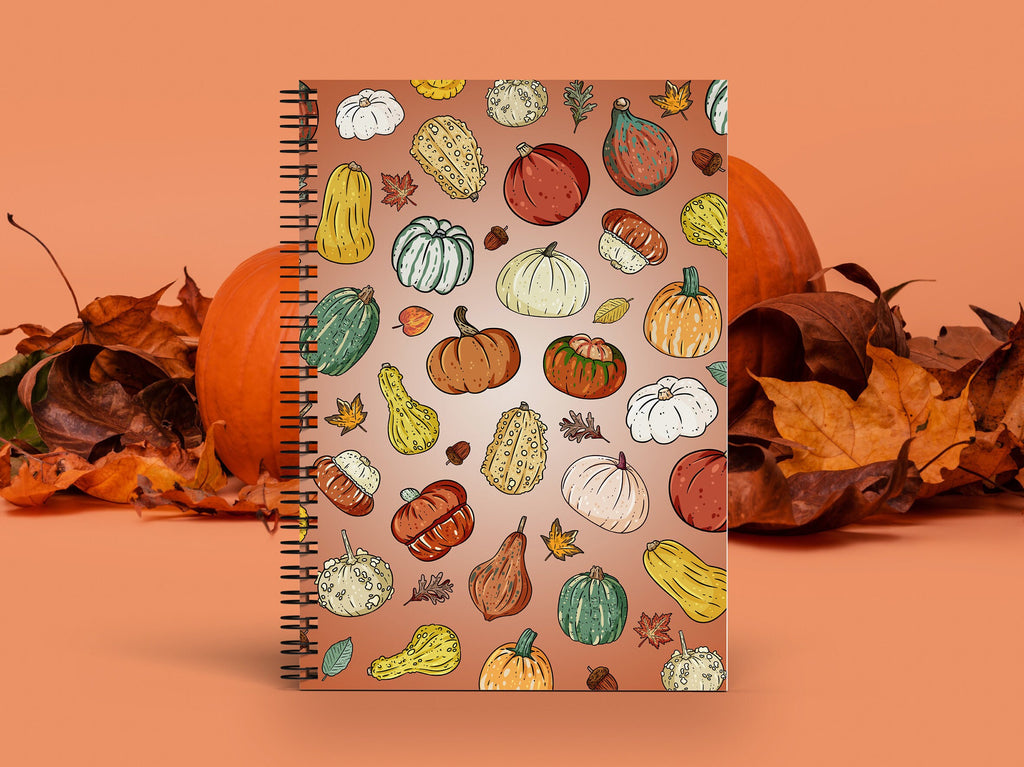 PUMPKIN NOTEBOOK, Fall Spiral Notebook, Cute Notebook, Orange Notebook, Pumpkin Spice, Autumn Notebook, Pumpkins, Gourds, Pumpkin Spice