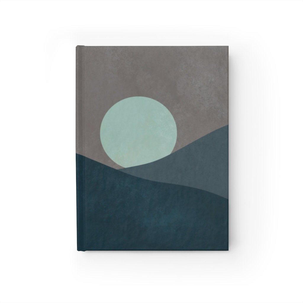 Blue Moon Desert Journal Notebook, Moonrise Abstract Jounral, Geometric Print, Custom Notebook, Boho Notebook, Bohemian, Desert Print