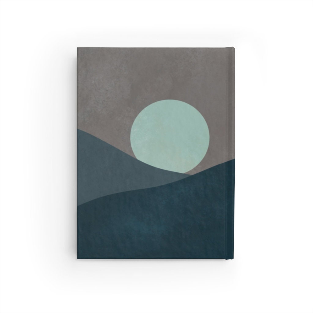 Blue Moon Desert Journal Notebook, Moonrise Abstract Jounral, Geometric Print, Custom Notebook, Boho Notebook, Bohemian, Desert Print