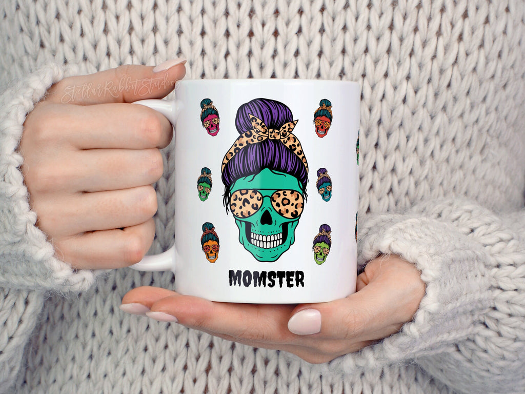MOMSTER Coffee Mug, MOMSTER, Fall Coffee Mug, Skull Mom Mug, Pumpkin Spice Mug, Skull Coffee Mug, Skellington Mug, Mom Mug, Fall Mom Mug