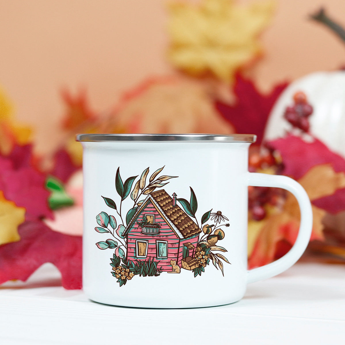 Cozy Cottage Camp Mug, Cozy Season Mug, Cottagecore Cabin Mug, Cabin Mug, Fall Camp Mug, Autumn Mug, Fall Camp Cup, Stainless Steel Cup
