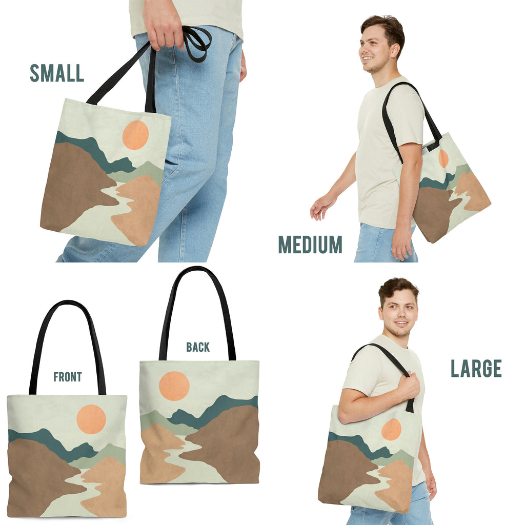 Desert Tote Bag, Mountain Tote Bag, Muted Desert Print Tote Bag, Neutral Tote Bag, Shopping Bag, Carryall, Large Tote Bag, Boho Tote Bag