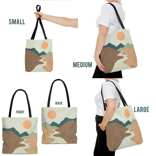 Desert Tote Bag, Mountain Tote Bag, Muted Desert Print Tote Bag, Neutral Tote Bag, Shopping Bag, Carryall, Large Tote Bag, Boho Tote Bag