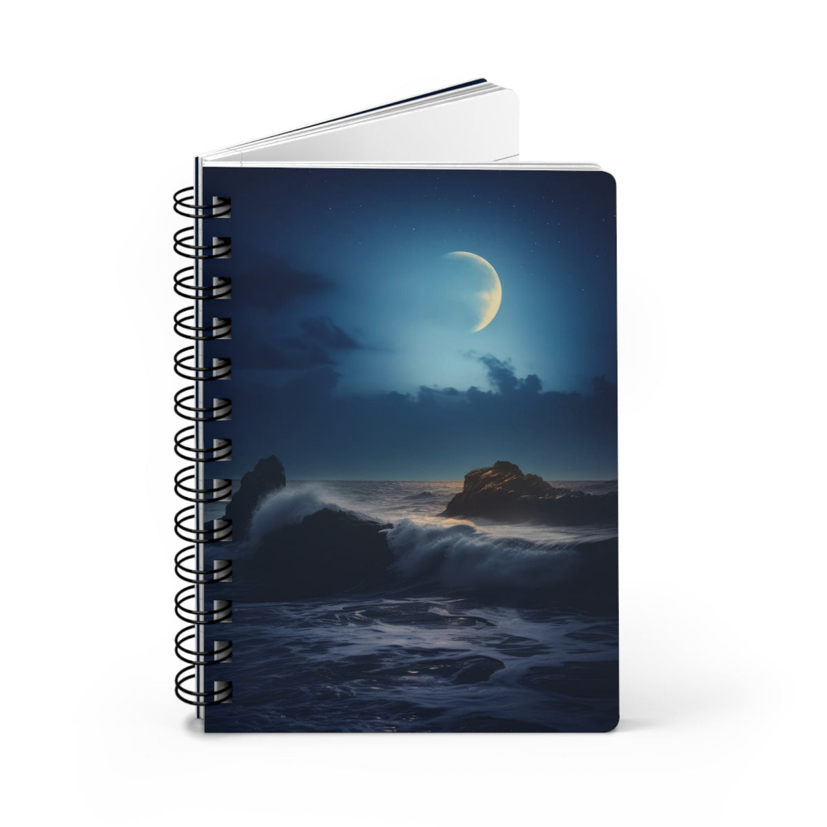 Ocean Notebook, Moon Journal, Spiral Bound Notebook, Hardcover Journal, Personalized Notebook, Beach Notebook, Moon Notebook, Matte Journal