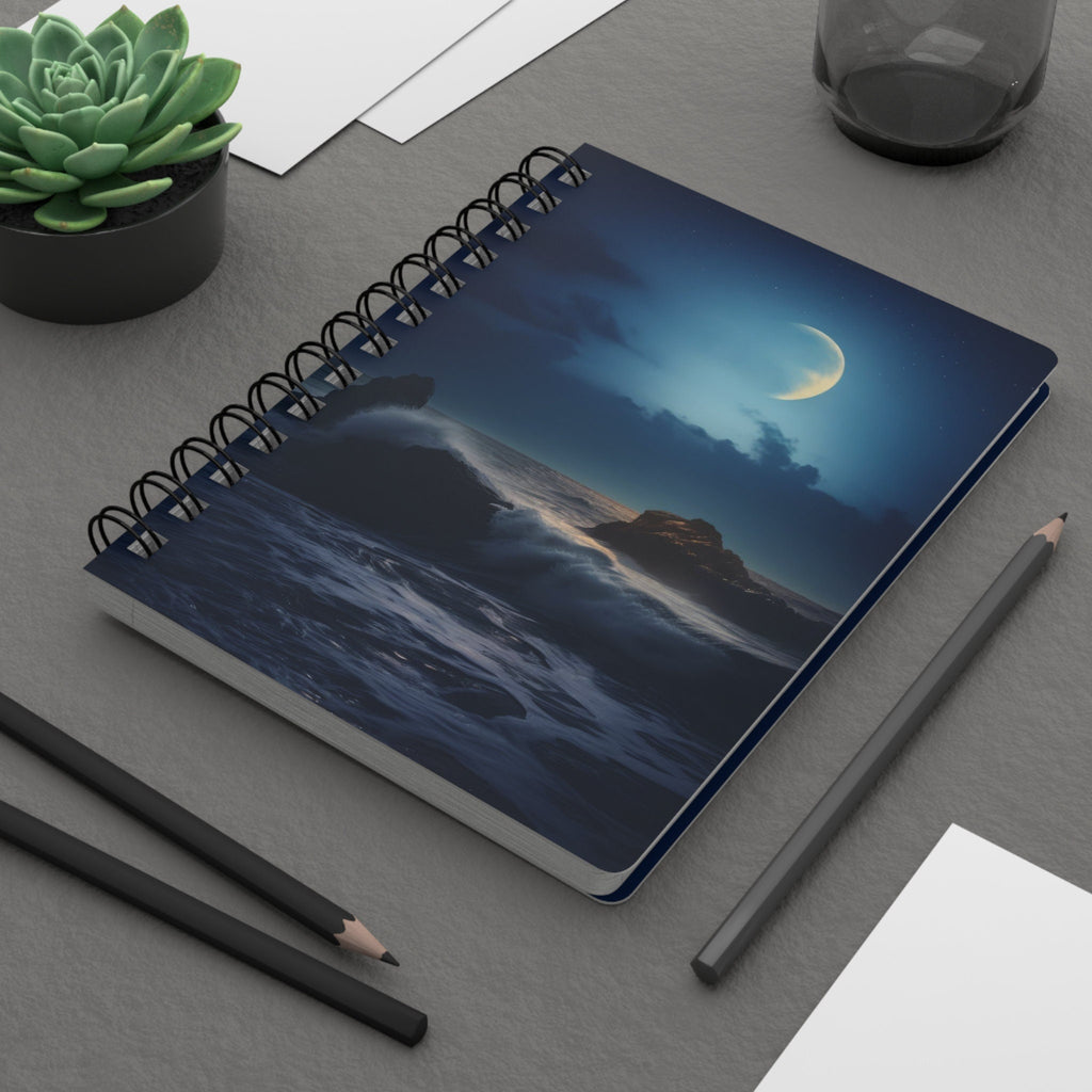 Ocean Notebook, Moon Journal, Spiral Bound Notebook, Hardcover Journal, Personalized Notebook, Beach Notebook, Moon Notebook, Matte Journal