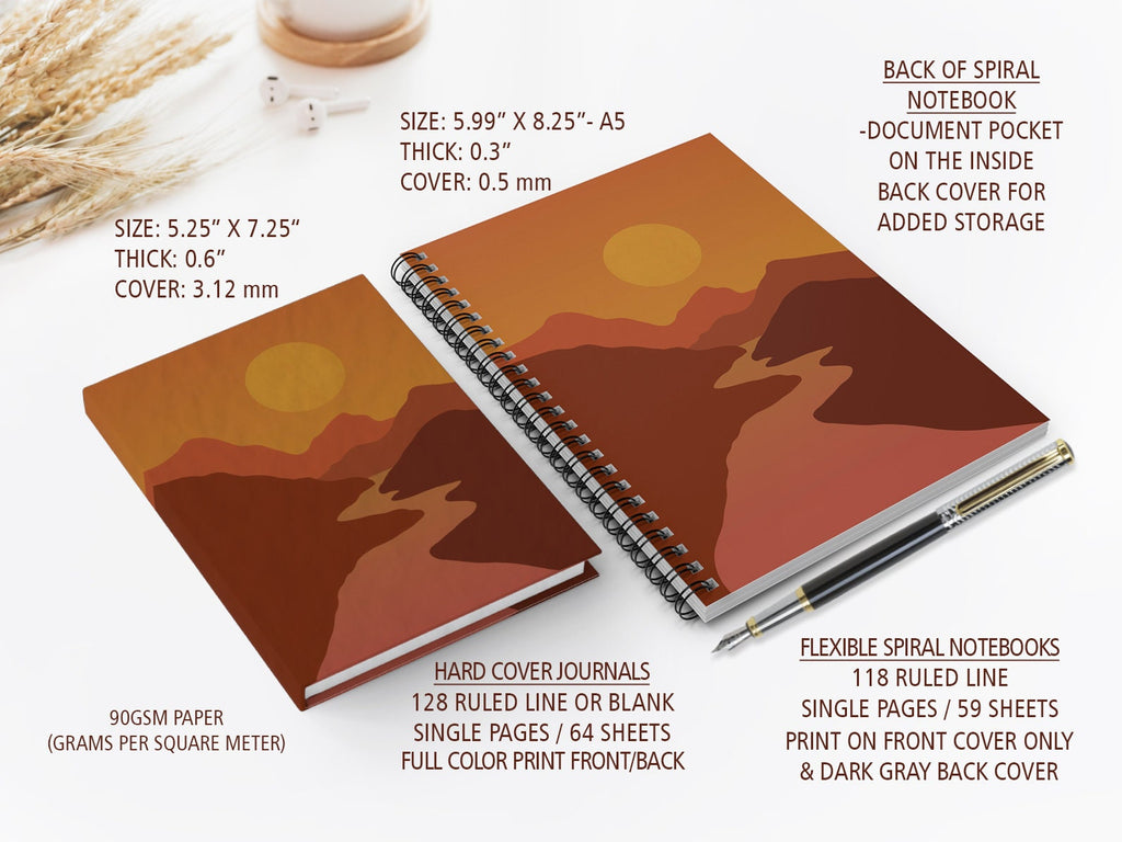 Desert Sunset JOURNAL, Desert Stream Notebook, Fall Journal, Notebook, Custom Notebook, Personalized Notebook, Desert Print, Sunset Notebook