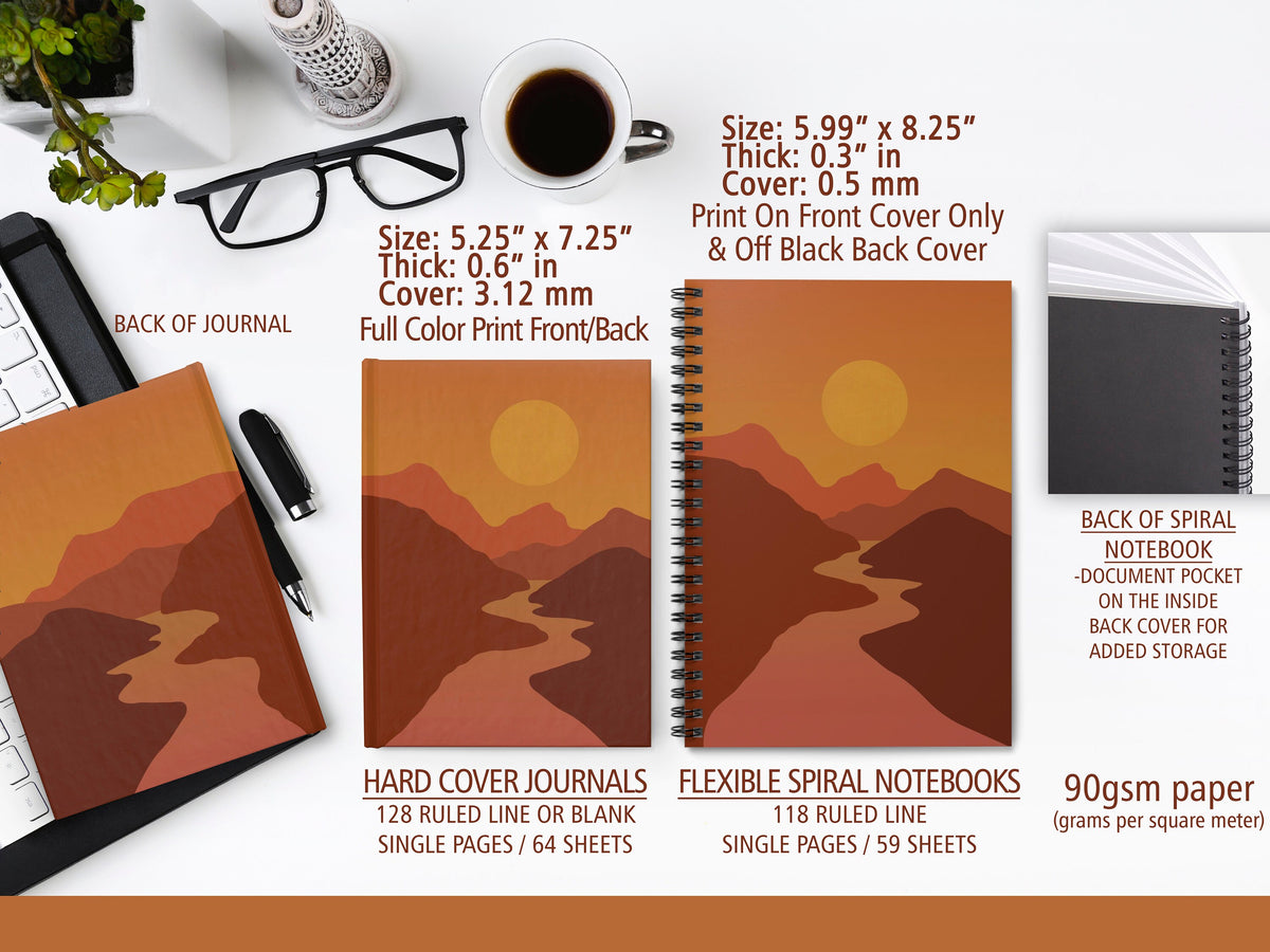 Desert Sunset JOURNAL, Desert Stream Notebook, Fall Journal, Notebook, Custom Notebook, Personalized Notebook, Desert Print, Sunset Notebook